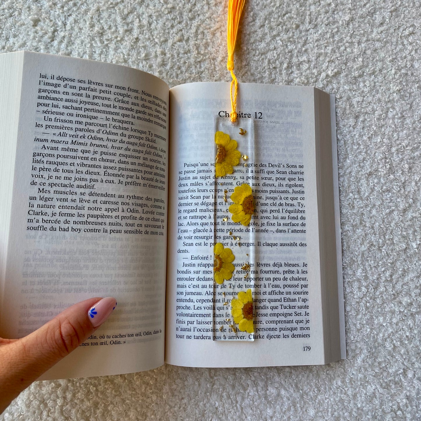 Marque page (rectangulaire - fin) - Marguerites jaunes