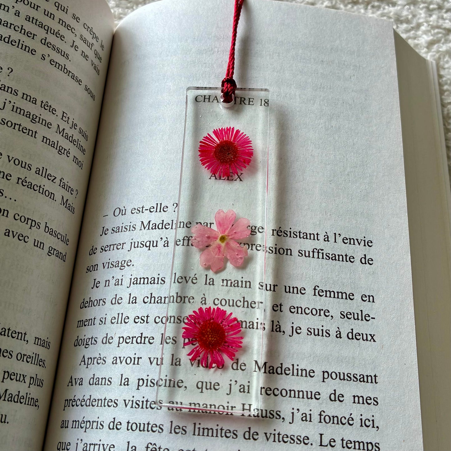 Marque page (mini) - Fleurs roses