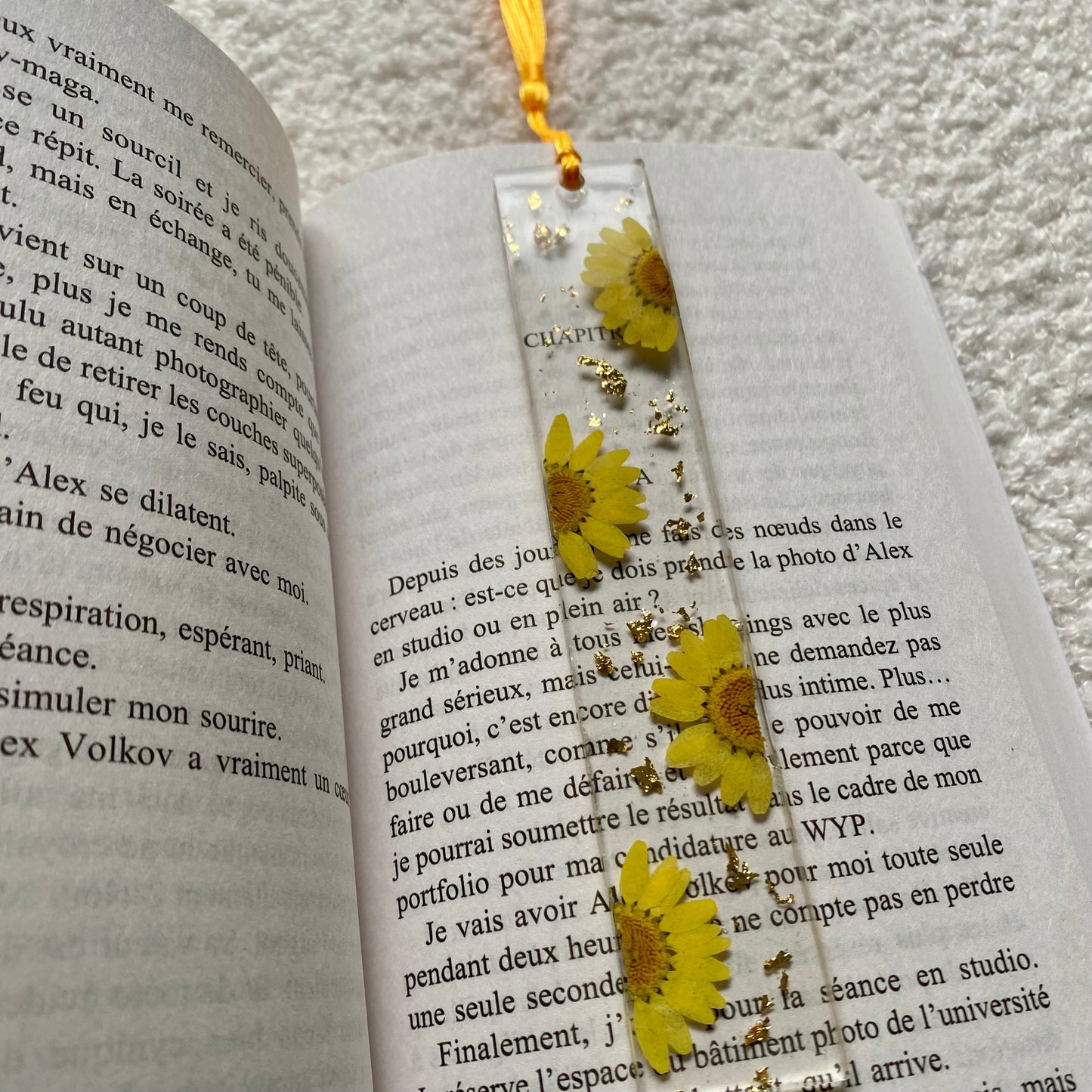 Marque page (rectangulaire - fin) - Marguerites jaunes