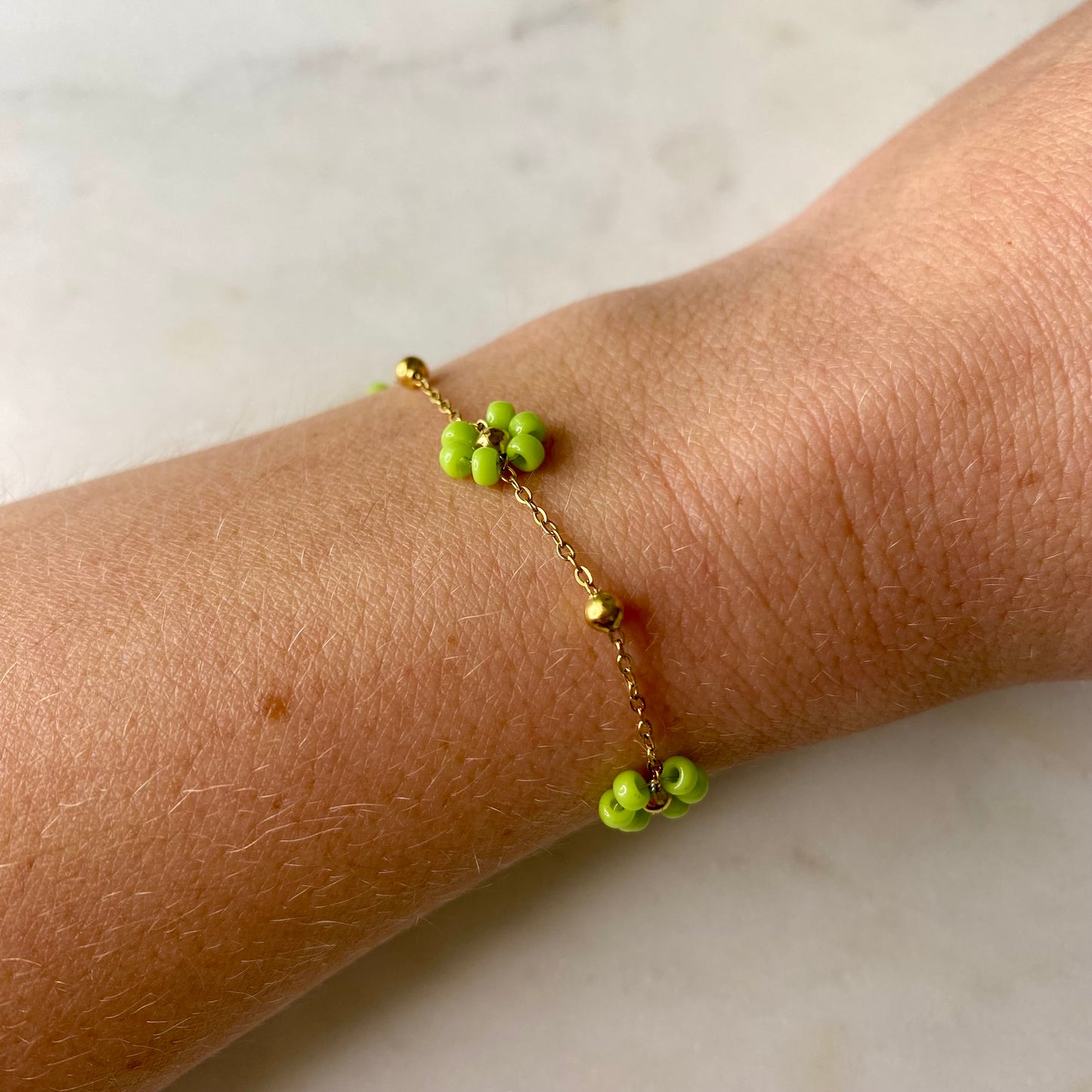 Bracelet Marguerite - Vert anis
