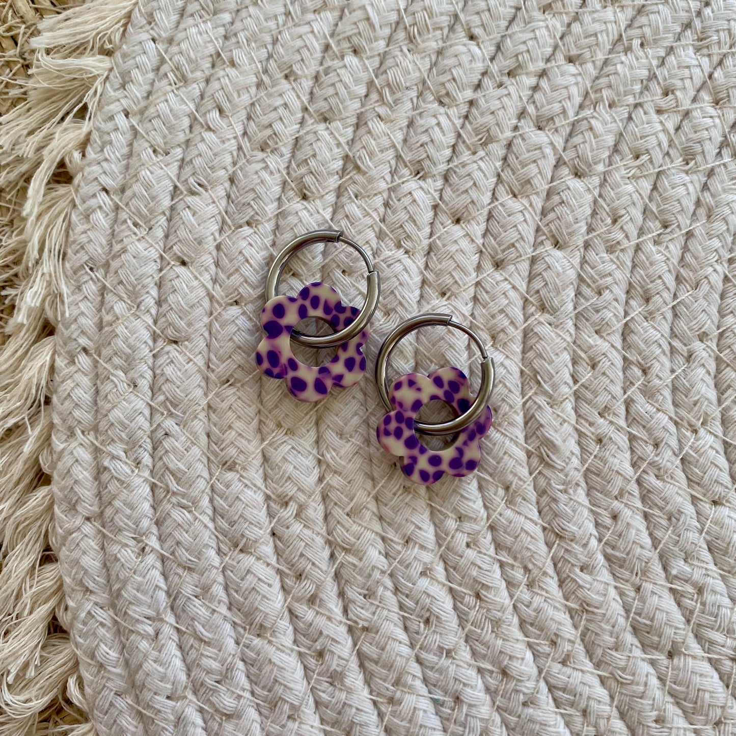 Boucles d’oreilles Pivoine - Tacheté violet