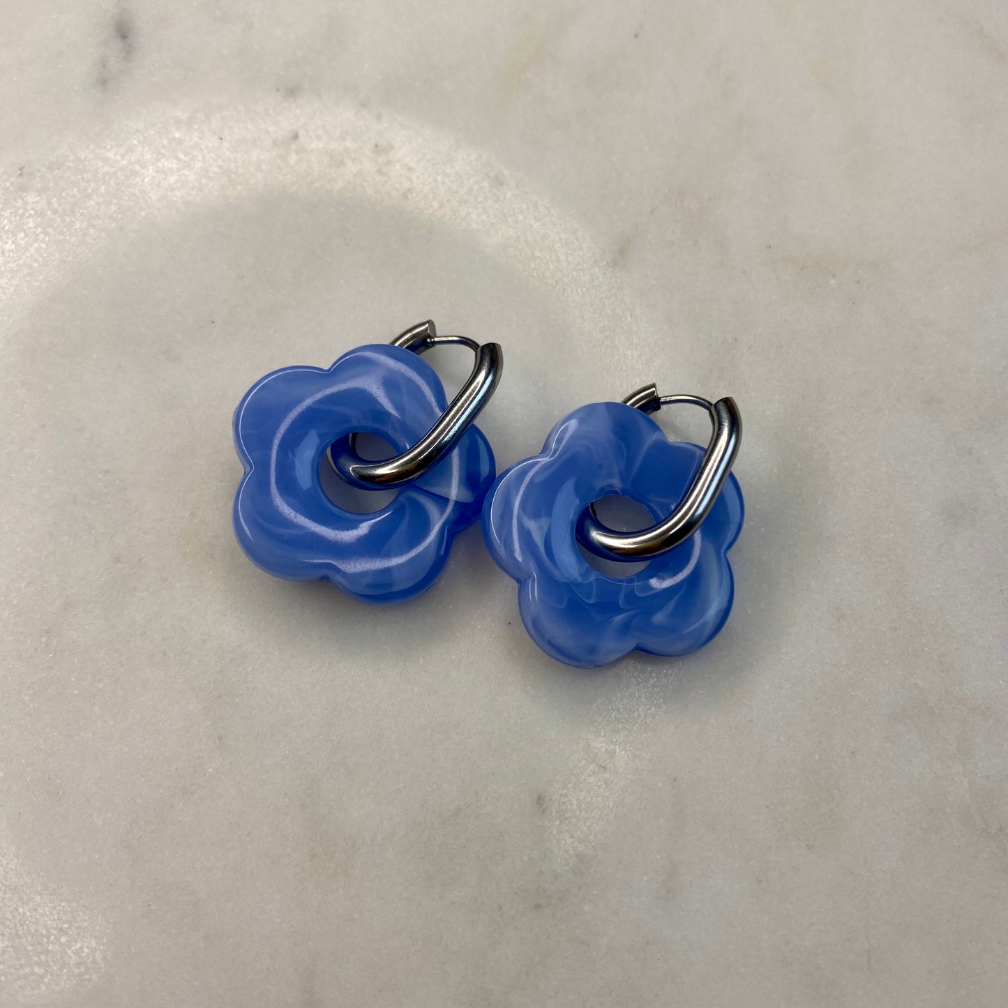 Boucles d’oreilles Rosa - Bleu lacté