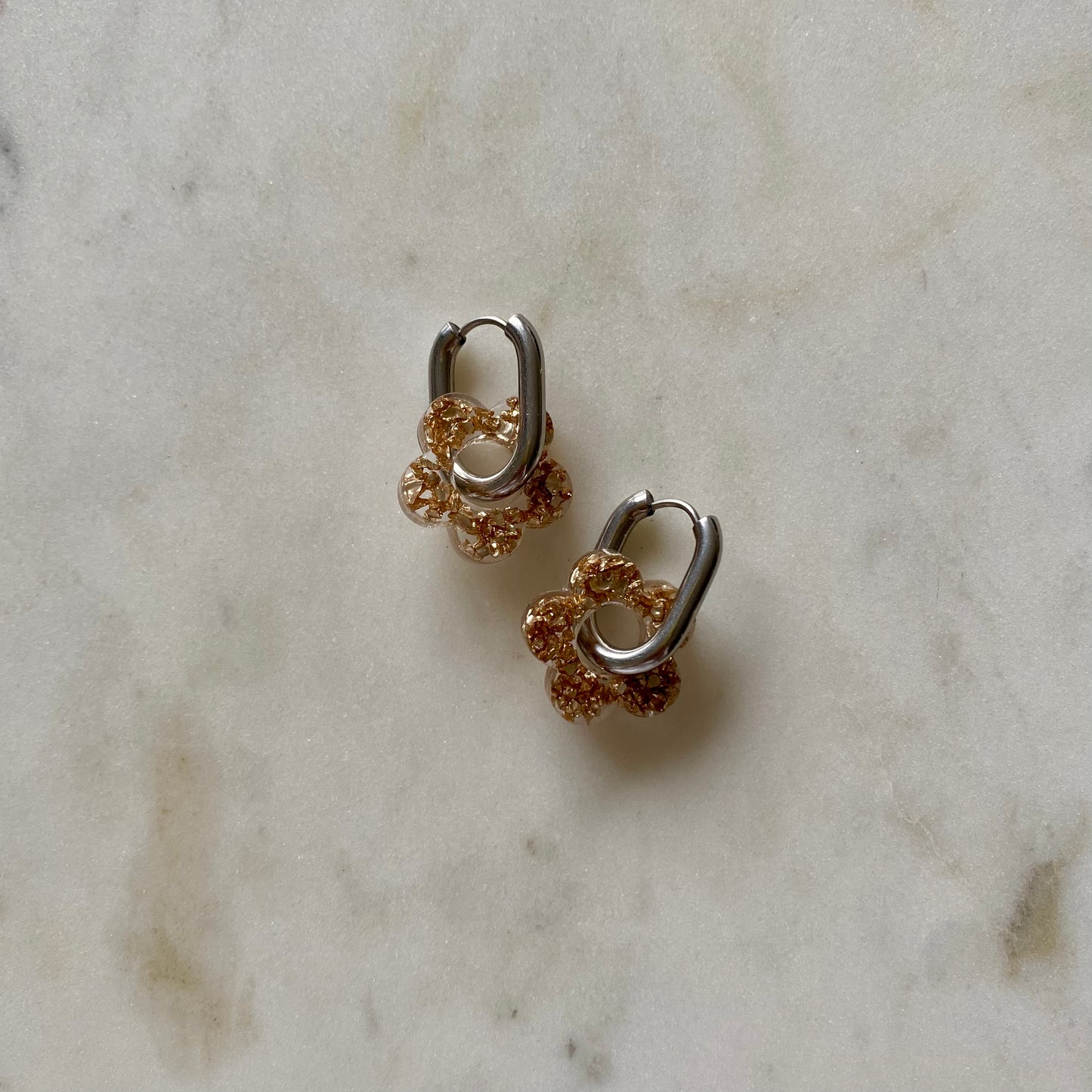 Boucles d’oreilles Camélia - Cristaux rose gold