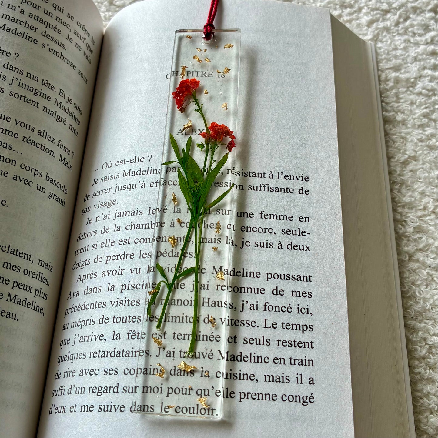 Marque page (rectangulaire - fin) - Bouquet rouge