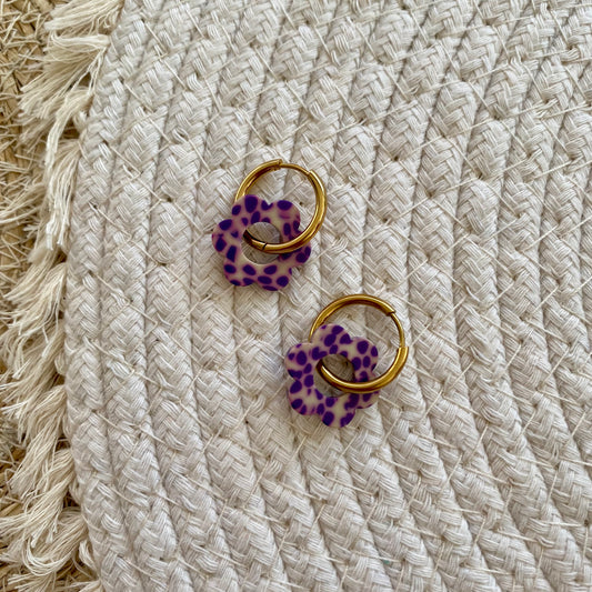 Boucles d’oreilles Pivoine - Tacheté violet