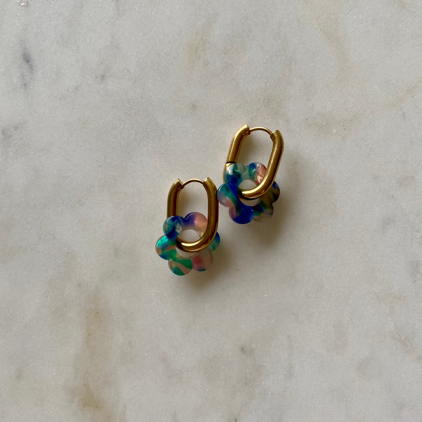 Boucles d’oreilles Pivoine - Écaille de tortue multicolore