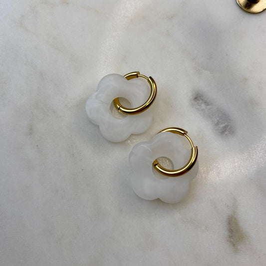 Boucles d’oreilles Rosa Pastel - Blanc