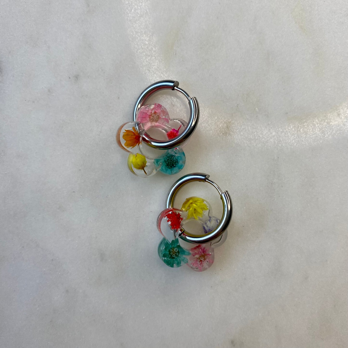 Boucles d’oreilles Camélia - Fleurs séchées