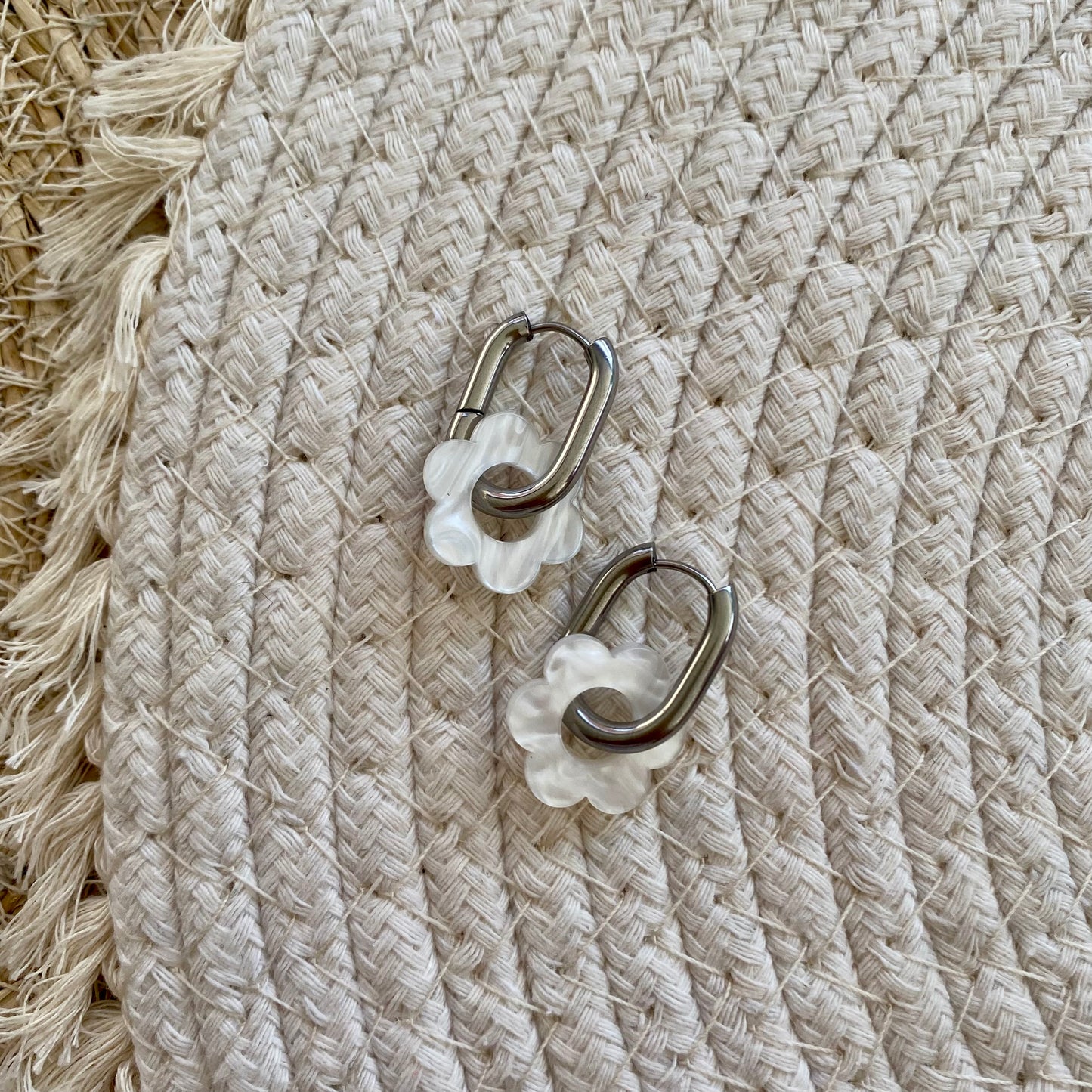 Boucles d’oreilles Pivoine - Blanc nacré