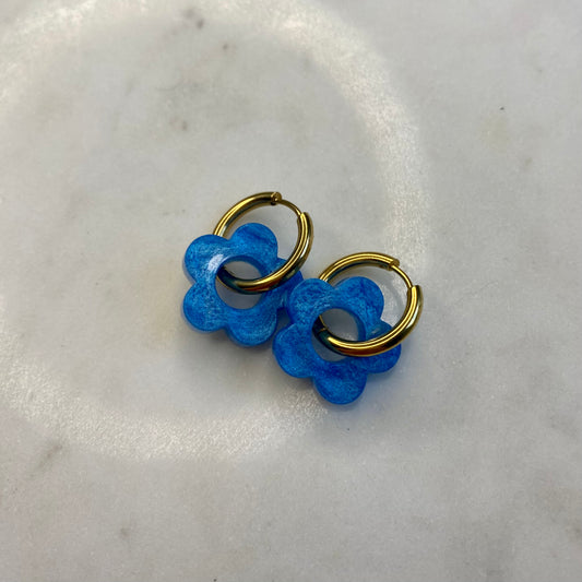 Boucles d’oreilles Camélia - Bleu nacré