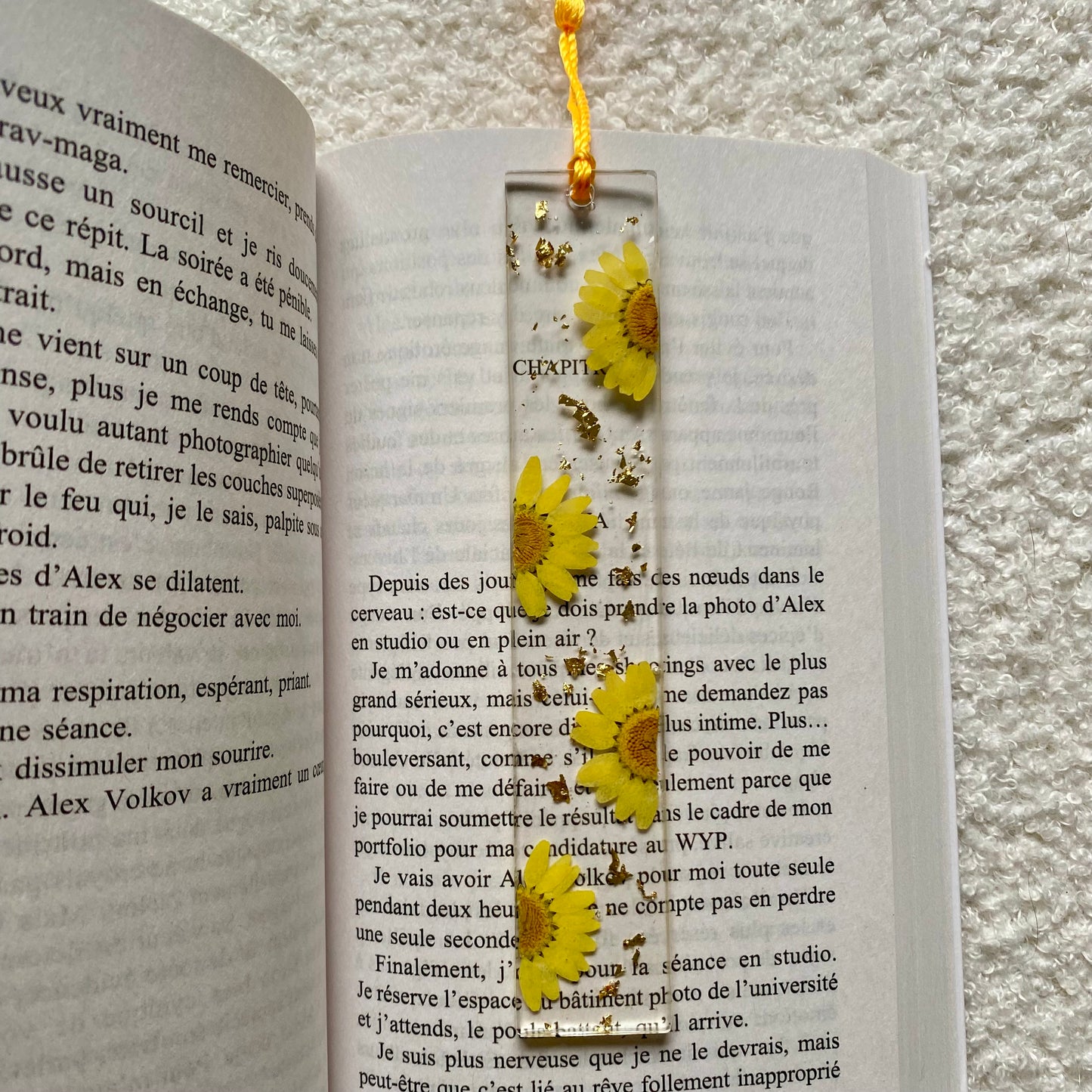 Marque page (rectangulaire - fin) - Marguerites jaunes