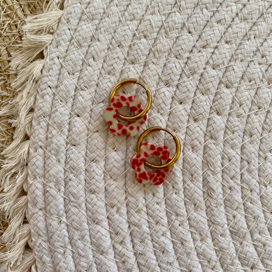 Boucles d’oreilles Pivoine - Tacheté rouge