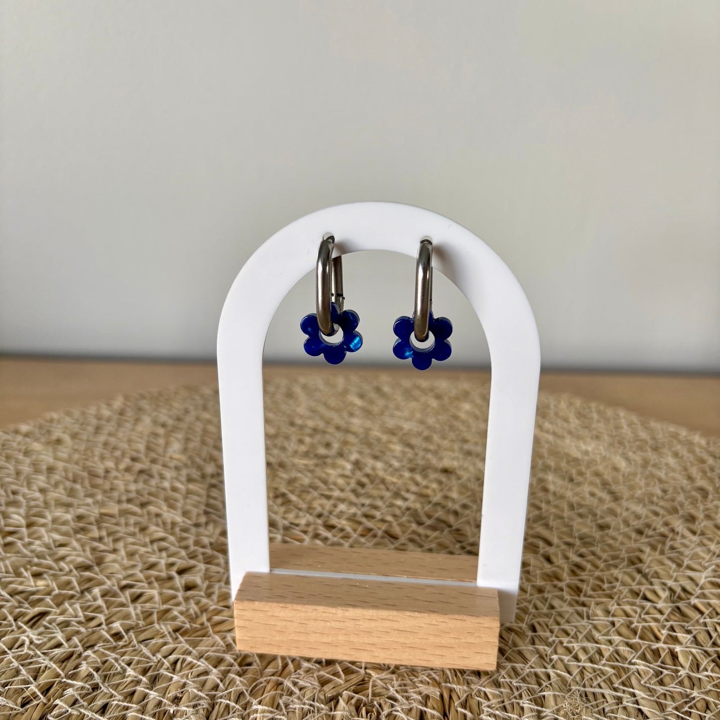 Boucles d’oreilles Minis Pivoines - Bleu roi