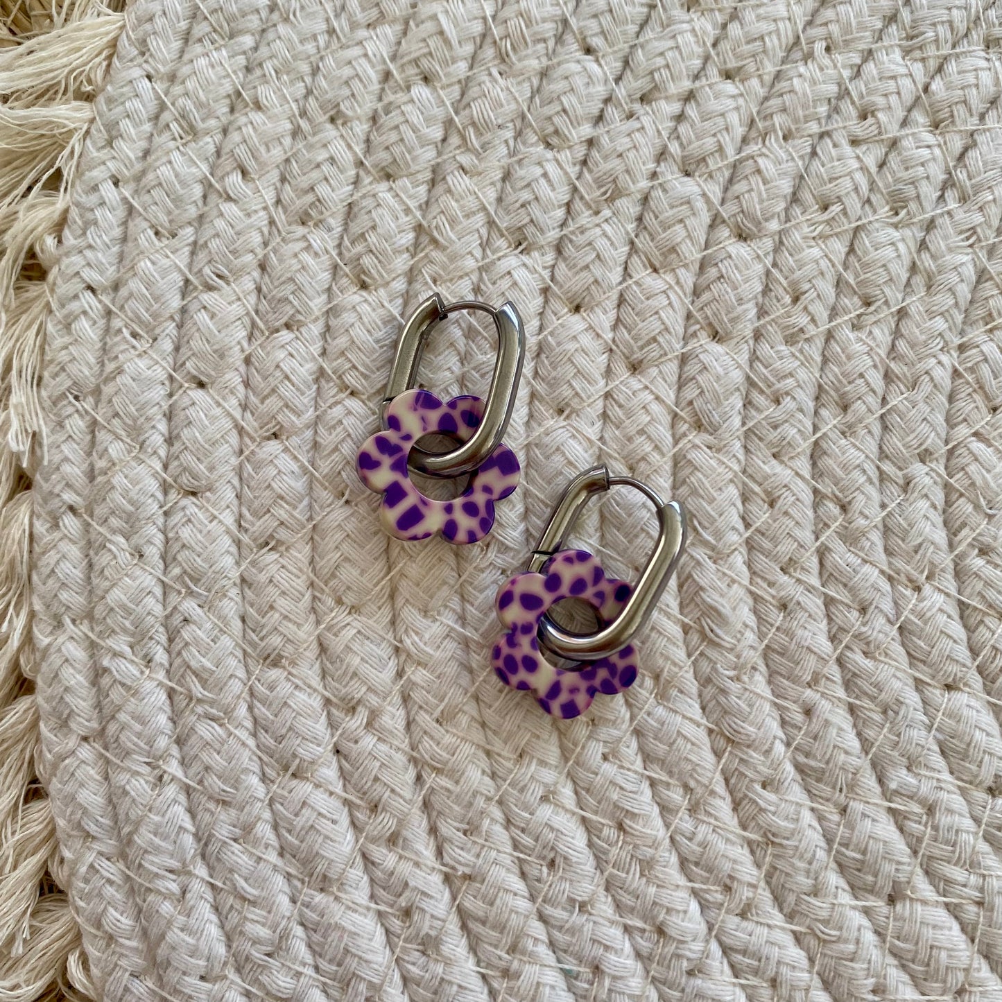 Boucles d’oreilles Pivoine - Tacheté violet