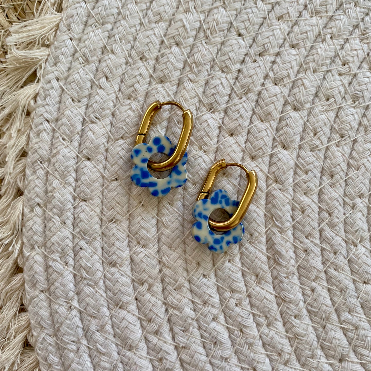 Boucles d’oreilles Pivoine - Tacheté bleu