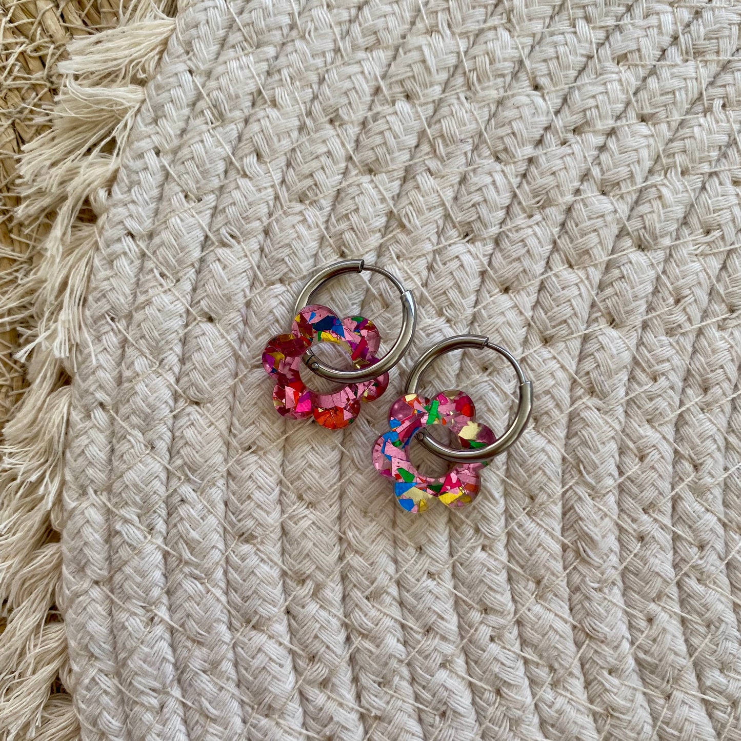 Boucles d’oreilles Pivoine - Paillettes multicolores
