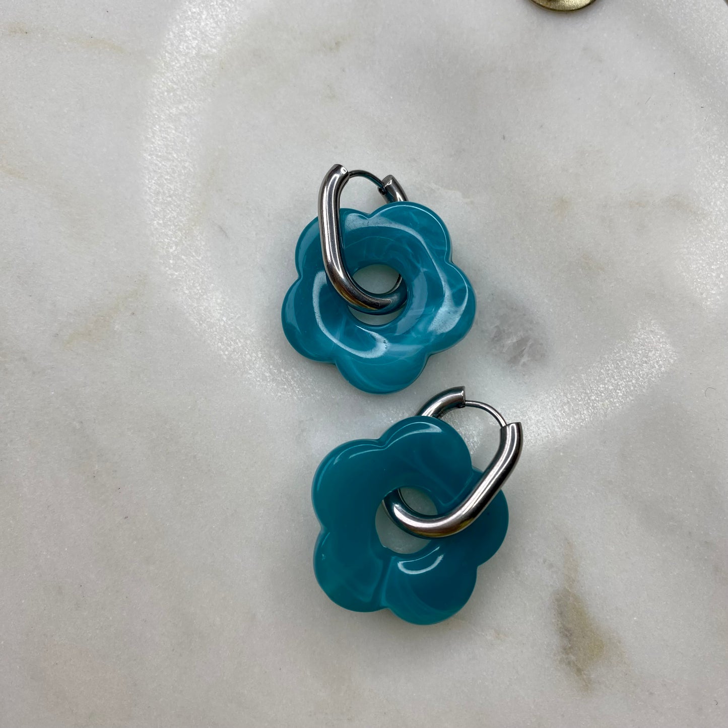 Boucles d’oreilles Rosa - Bleu canard
