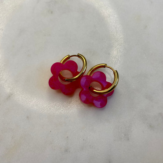 Boucles d’oreilles Camélia - Fushia