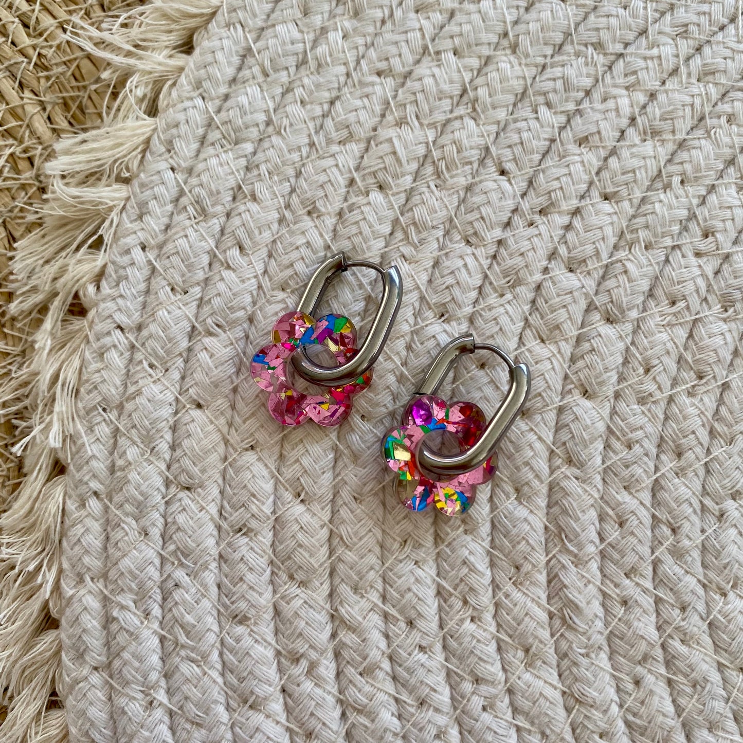 Boucles d’oreilles Pivoine - Paillettes multicolores