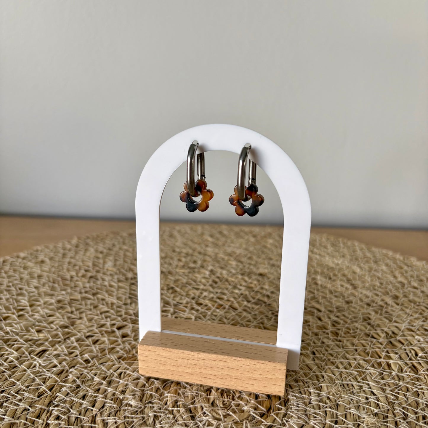 Boucles d’oreilles Minis Pivoines - Terrazzo marron