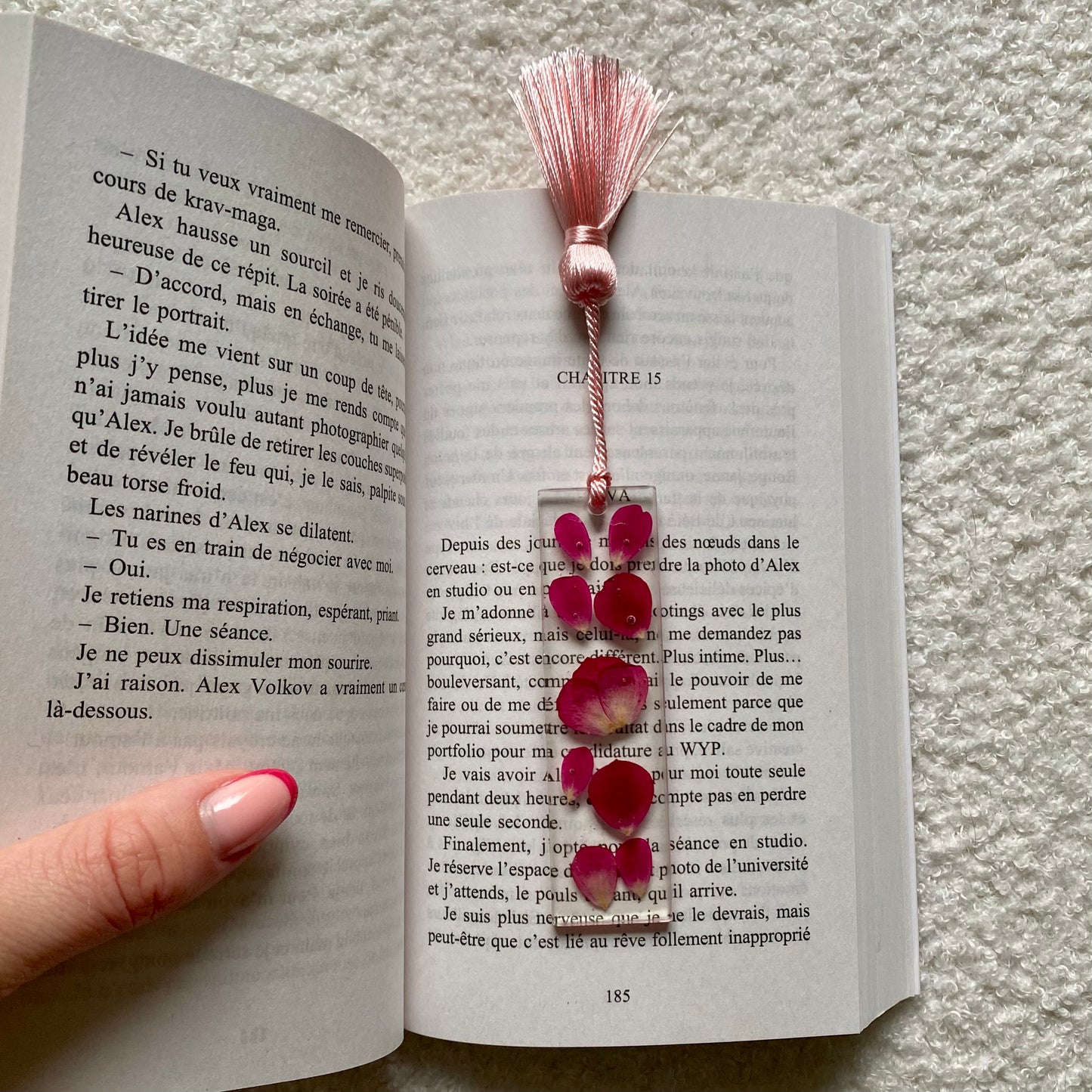 Marque page (mini) - Pétales roses