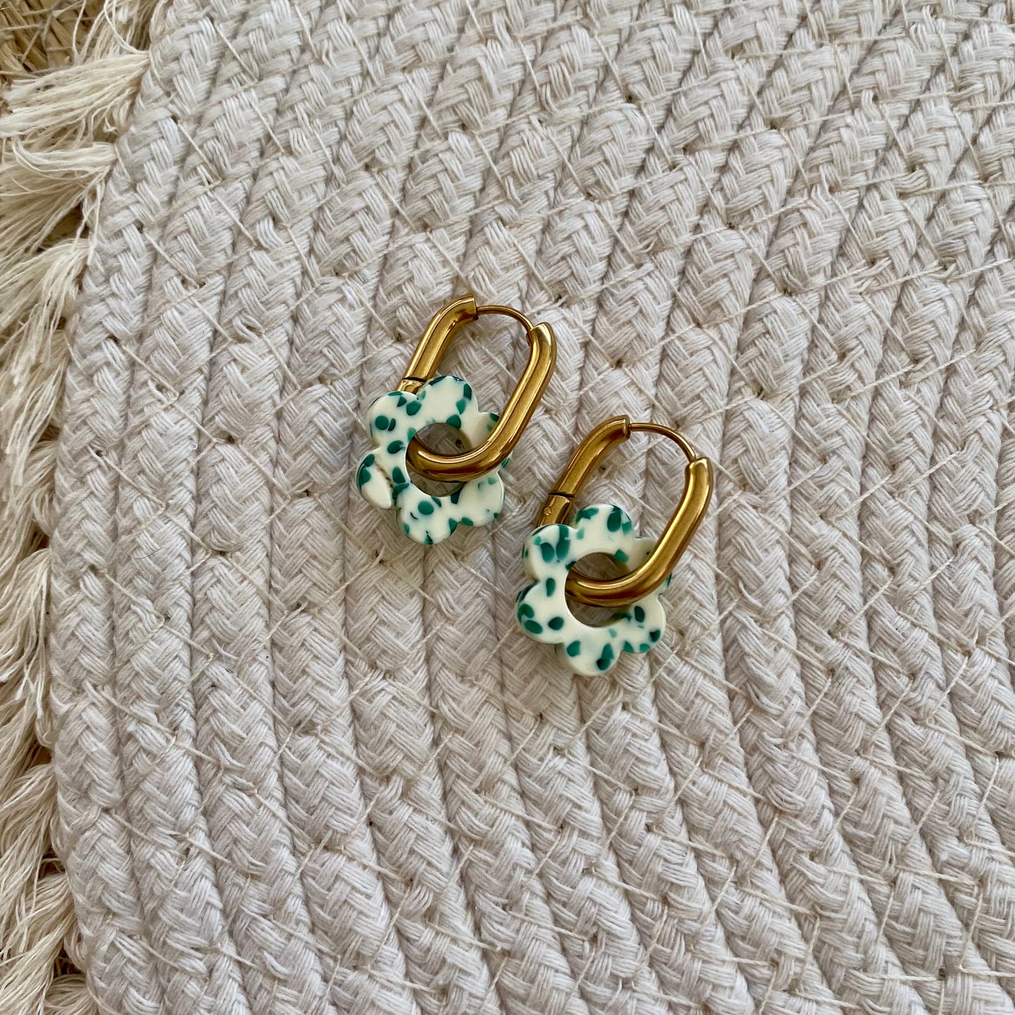 Boucles d’oreilles Pivoine - Tacheté vert