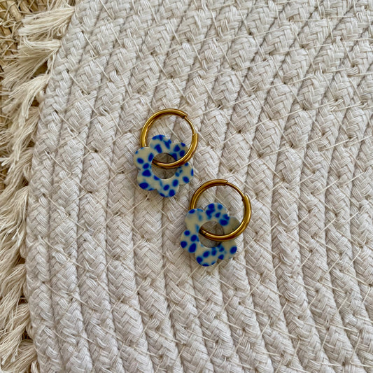 Boucles d’oreilles Pivoine - Tacheté bleu