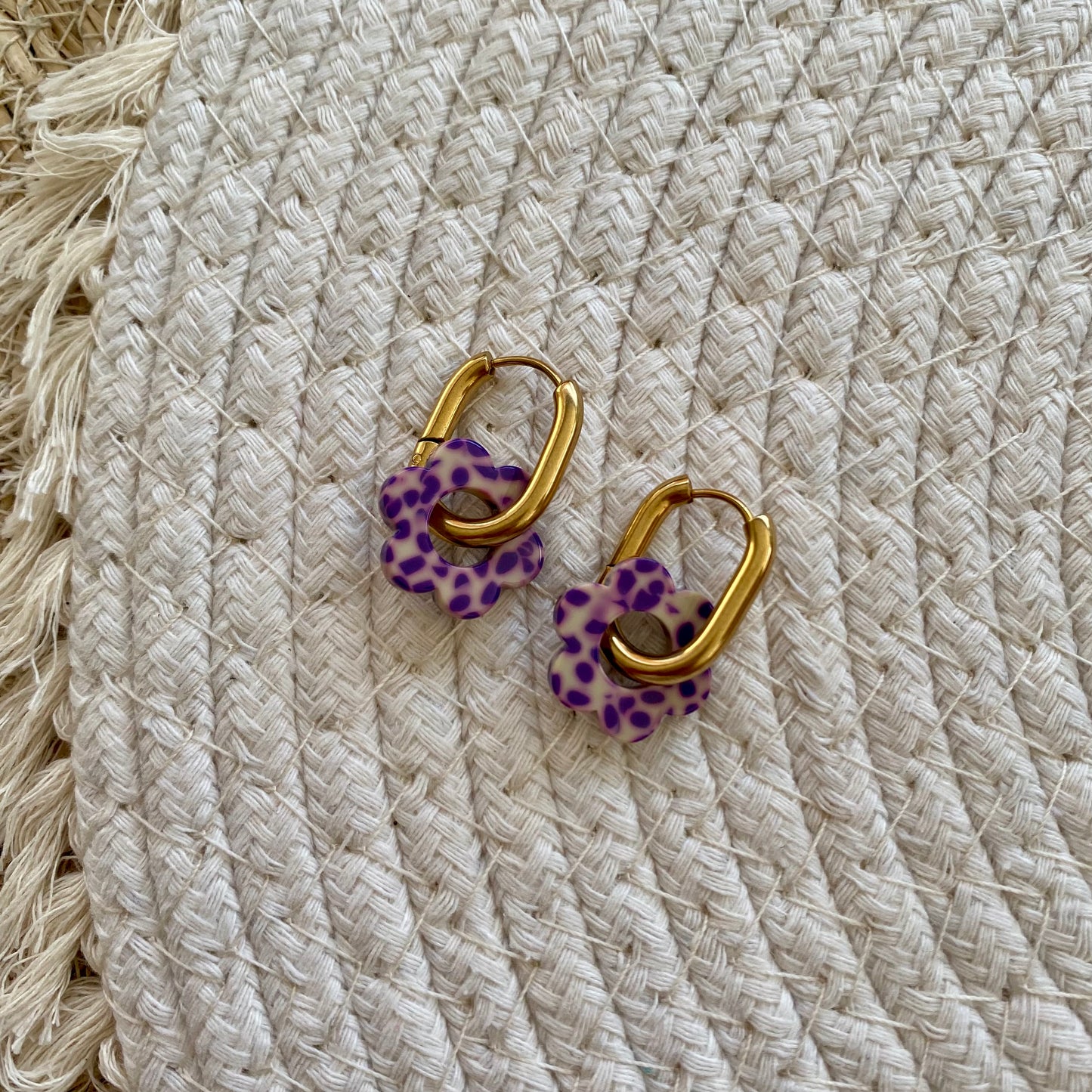 Boucles d’oreilles Pivoine - Tacheté violet
