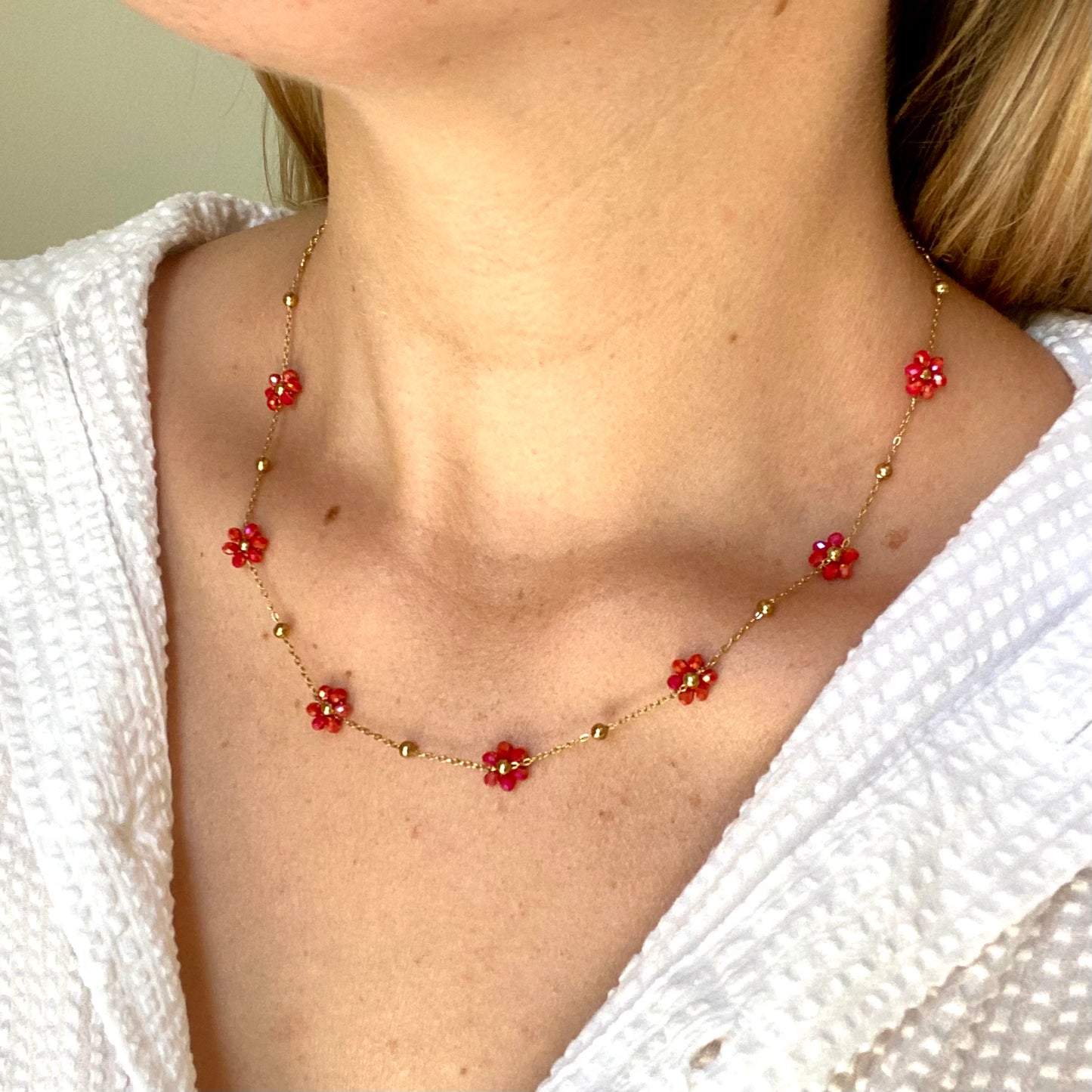 Collier Marguerite - Rouge