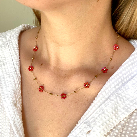 Collier Marguerite - Rouge