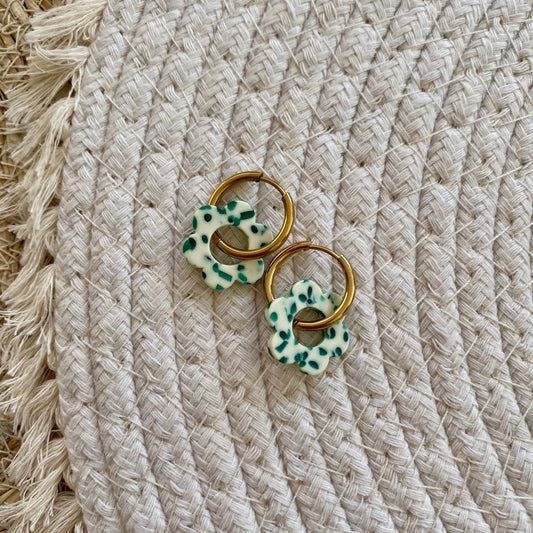 Boucles d’oreilles Pivoine - Tacheté vert