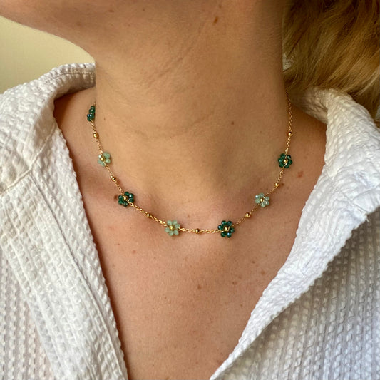 Collier Marguerite - Vert bicolore