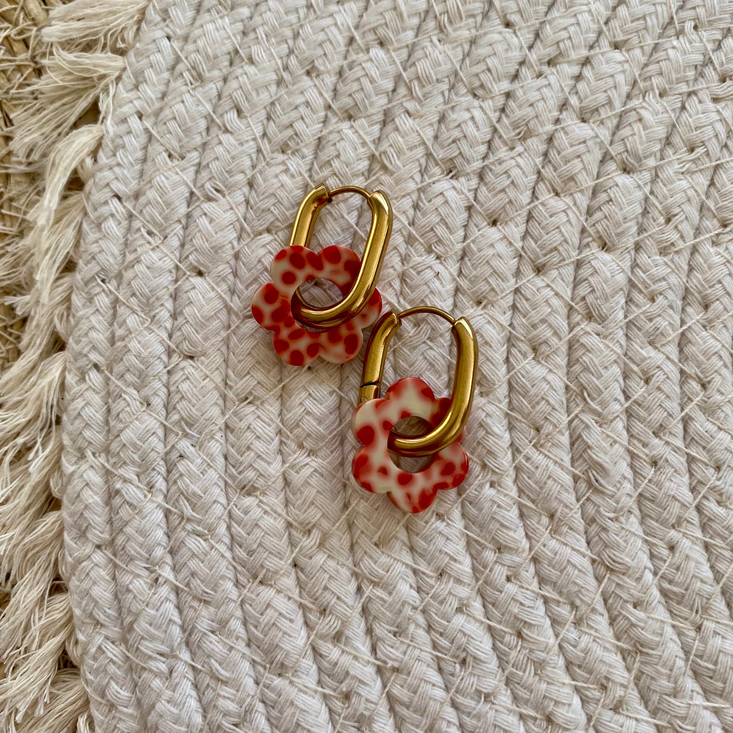 Boucles d’oreilles Pivoine - Tacheté rouge