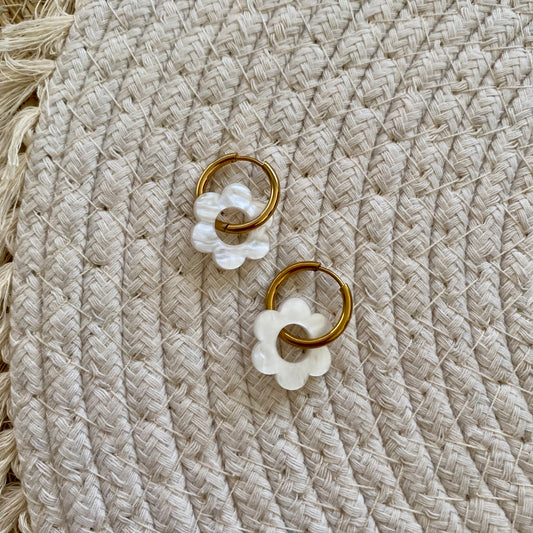 Boucles d’oreilles Pivoine - Blanc nacré