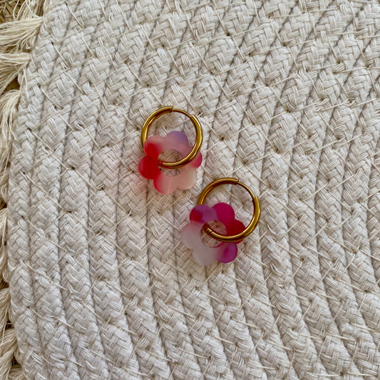 Boucles d’oreilles Pivoine - Écailles roses