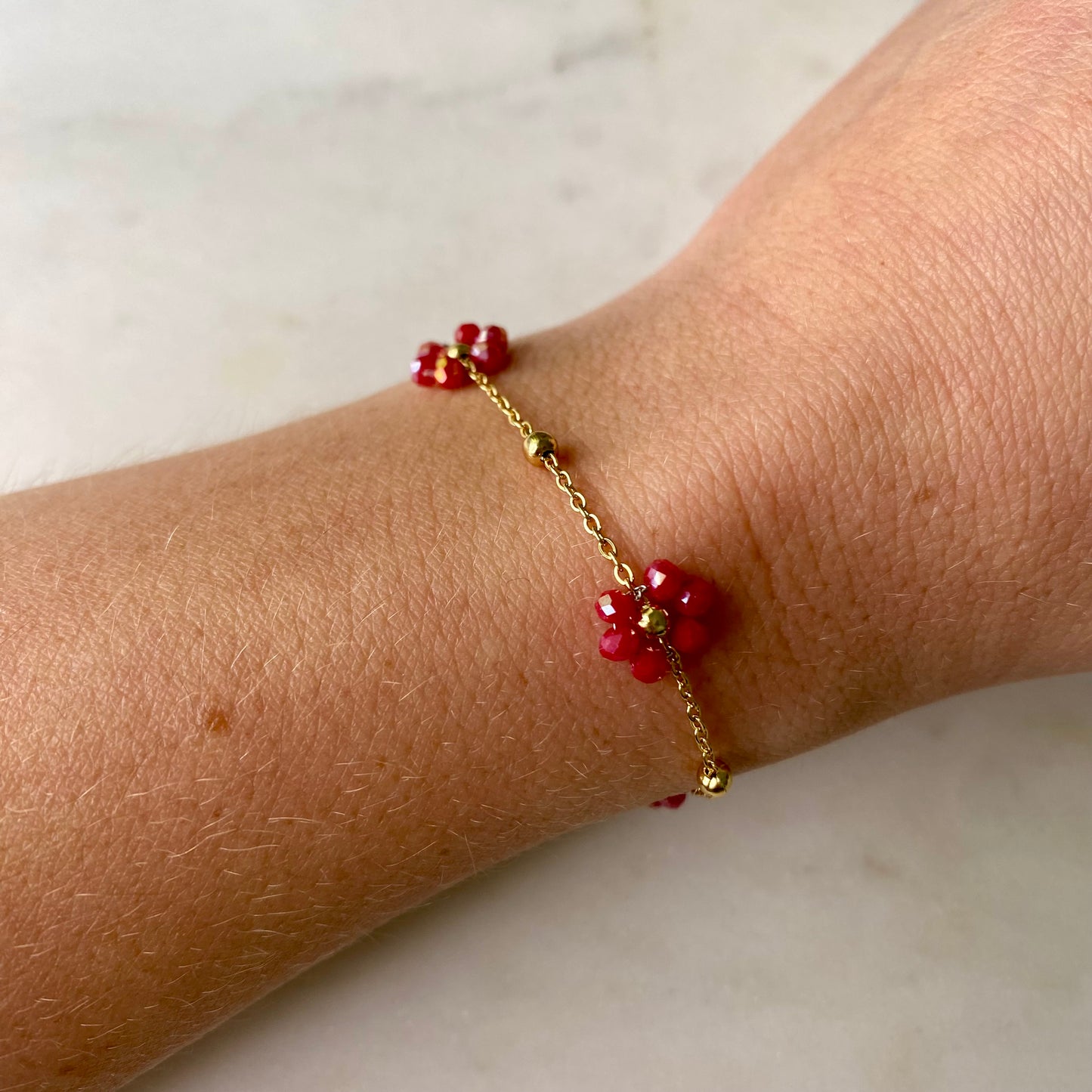 Bracelet Marguerite - Carmin