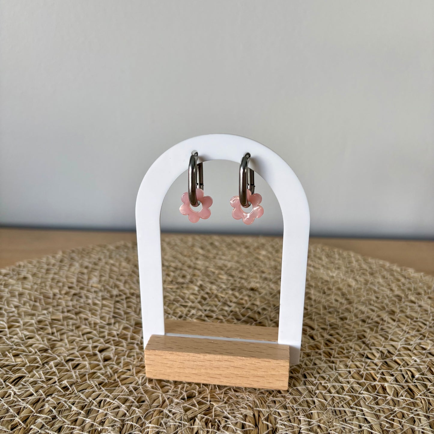 Boucles d’oreilles Minis Pivoines - Rose poudré