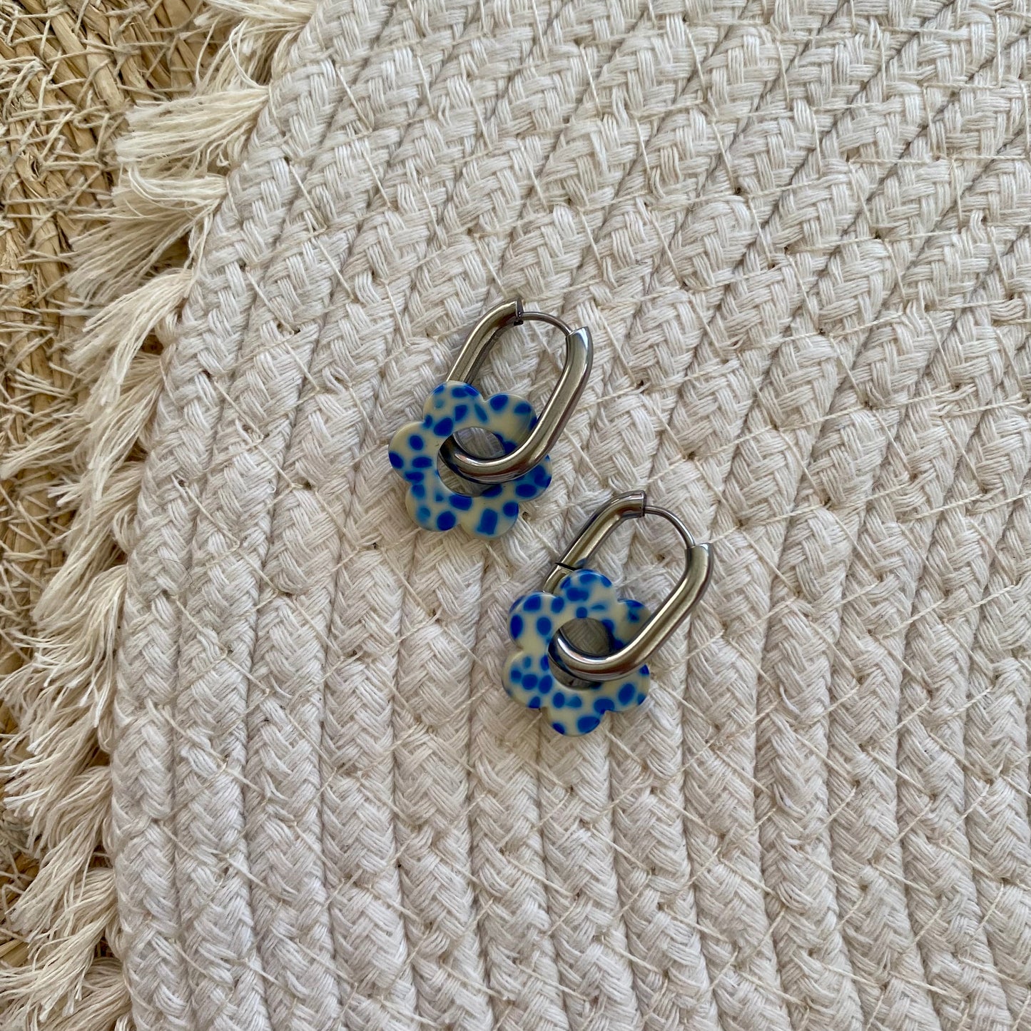 Boucles d’oreilles Pivoine - Tacheté bleu