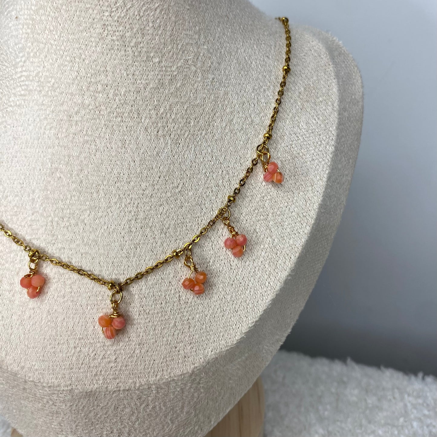 Collier perles fines - Corail