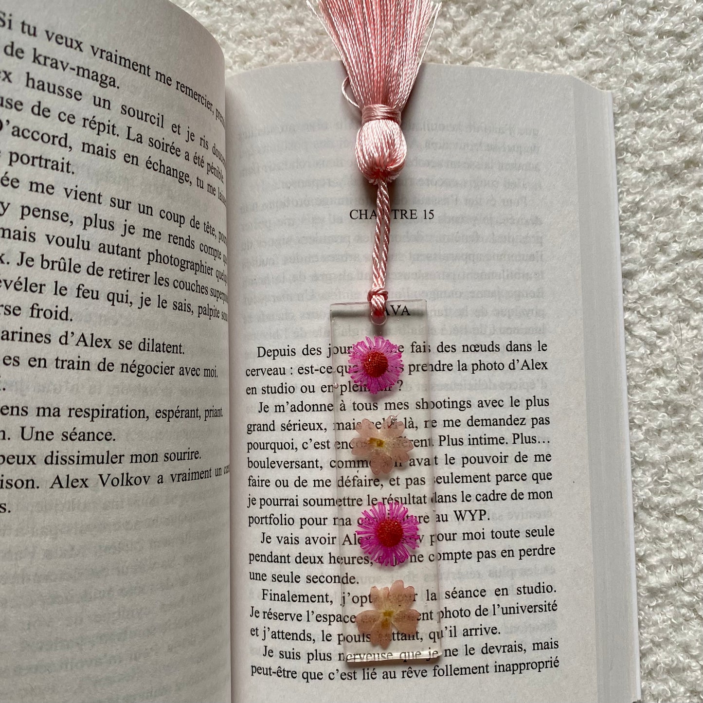 Marque page (mini) - Fleurs roses