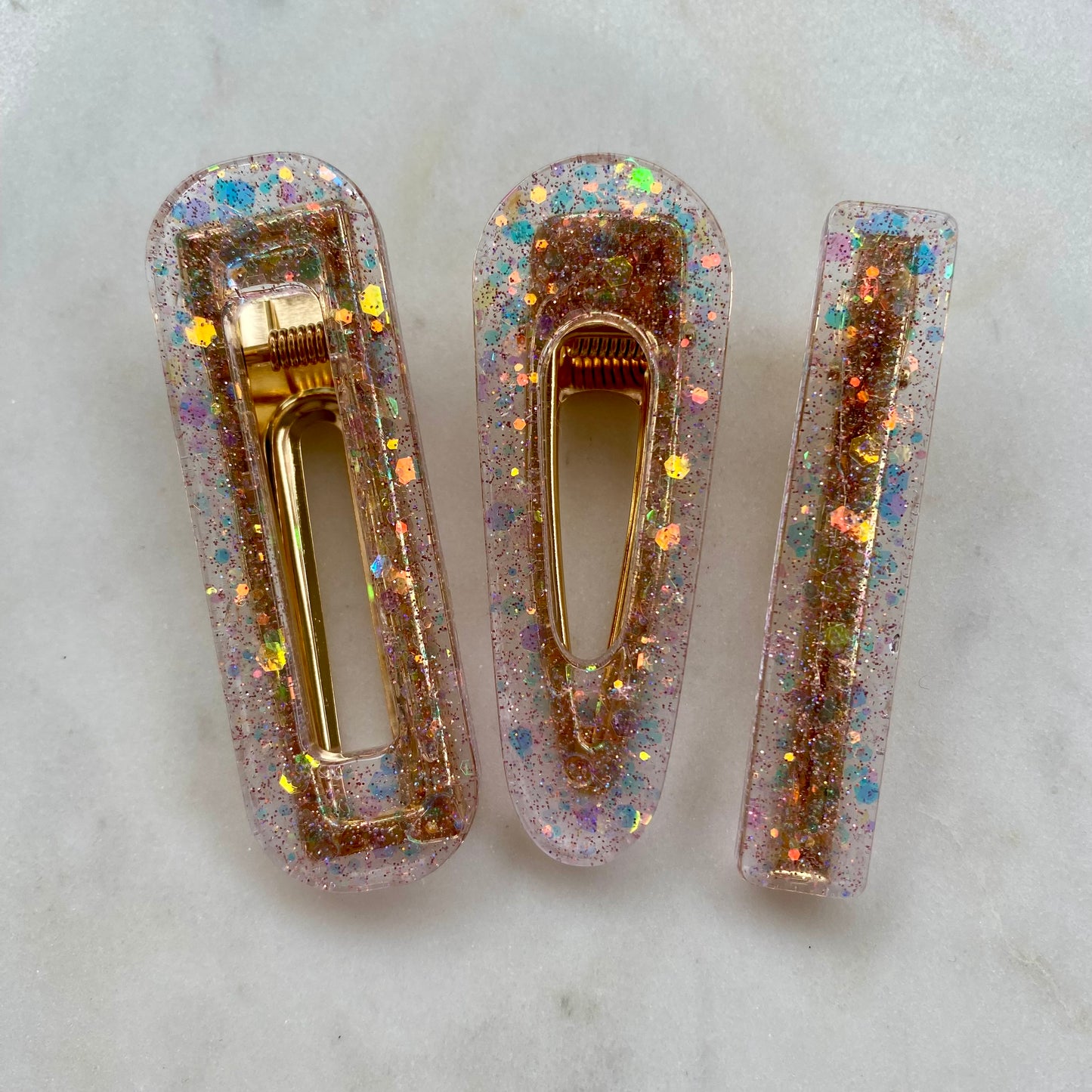 Barrettes paillettes roses