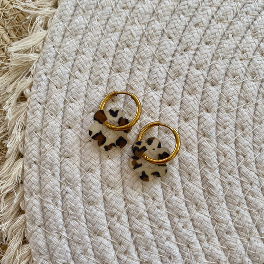 Boucles d’oreilles Pivoine - Léopard