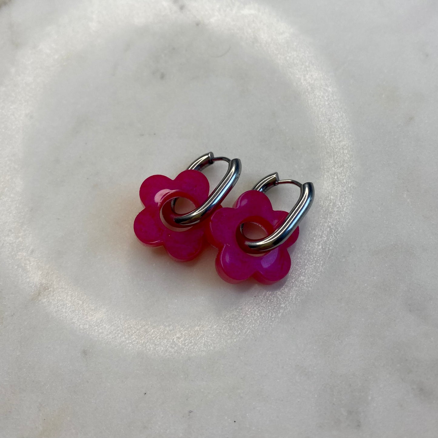 Boucles d’oreilles Camélia - Fushia
