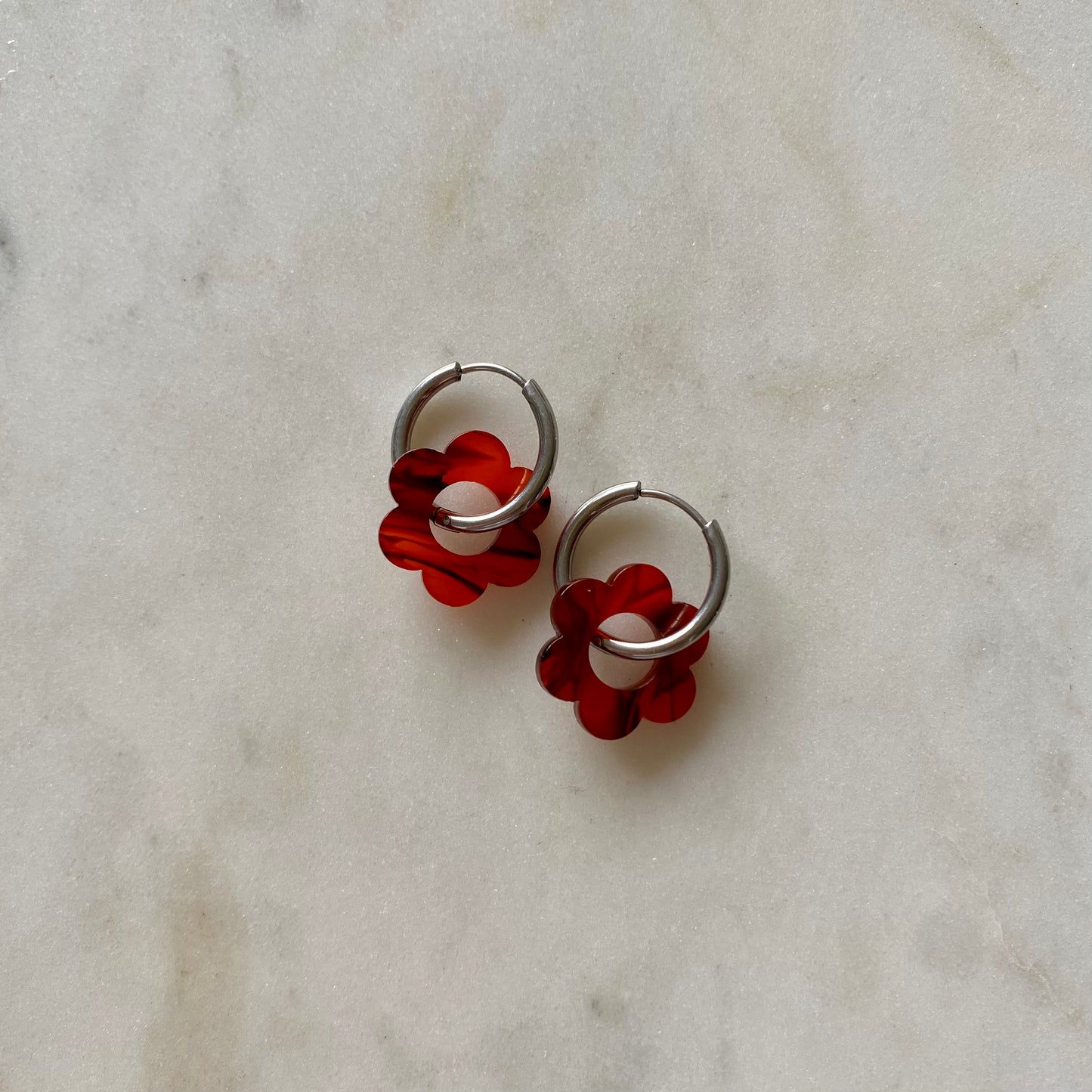 Boucles d’oreilles Pivoine - Marbré ambre