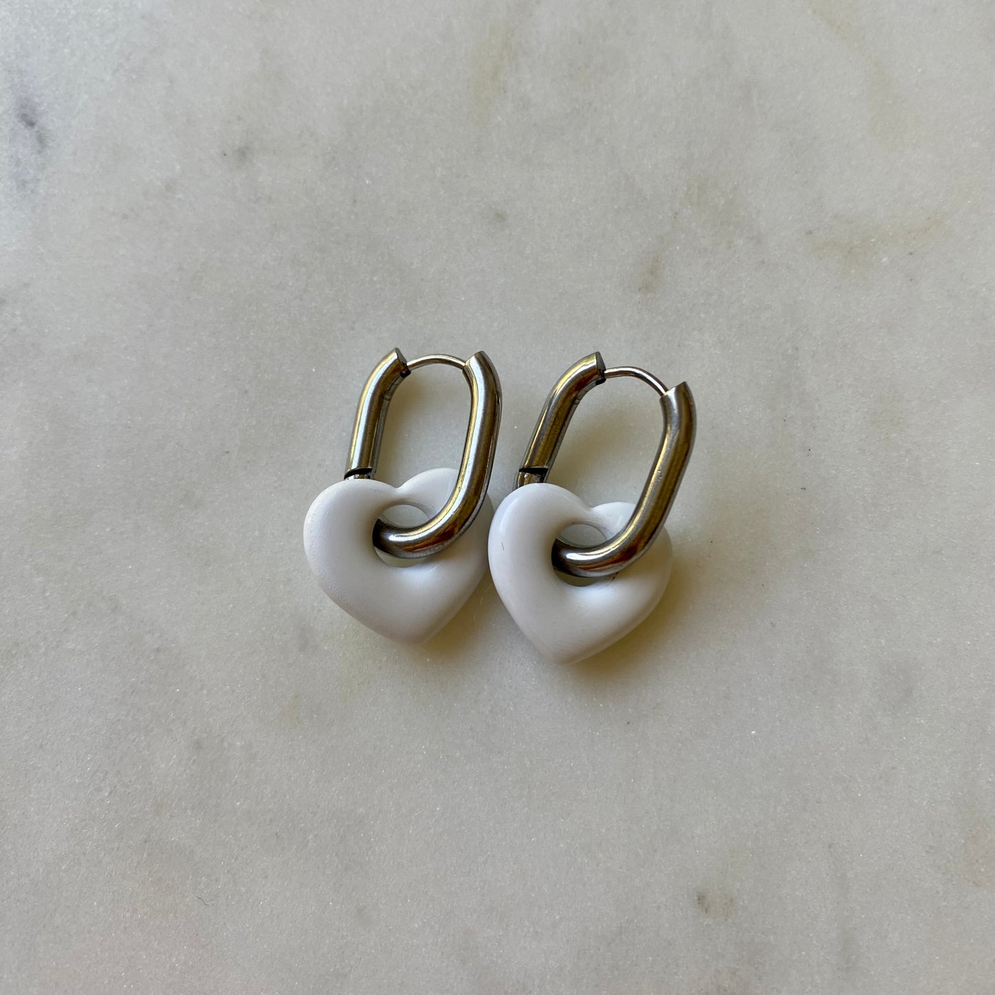 Boucles d’oreilles Cœur - Blanc