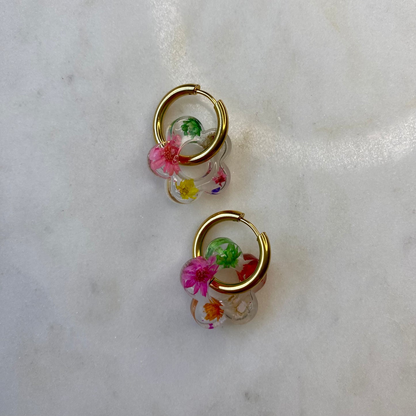 Boucles d’oreilles Camélia - Fleurs séchées