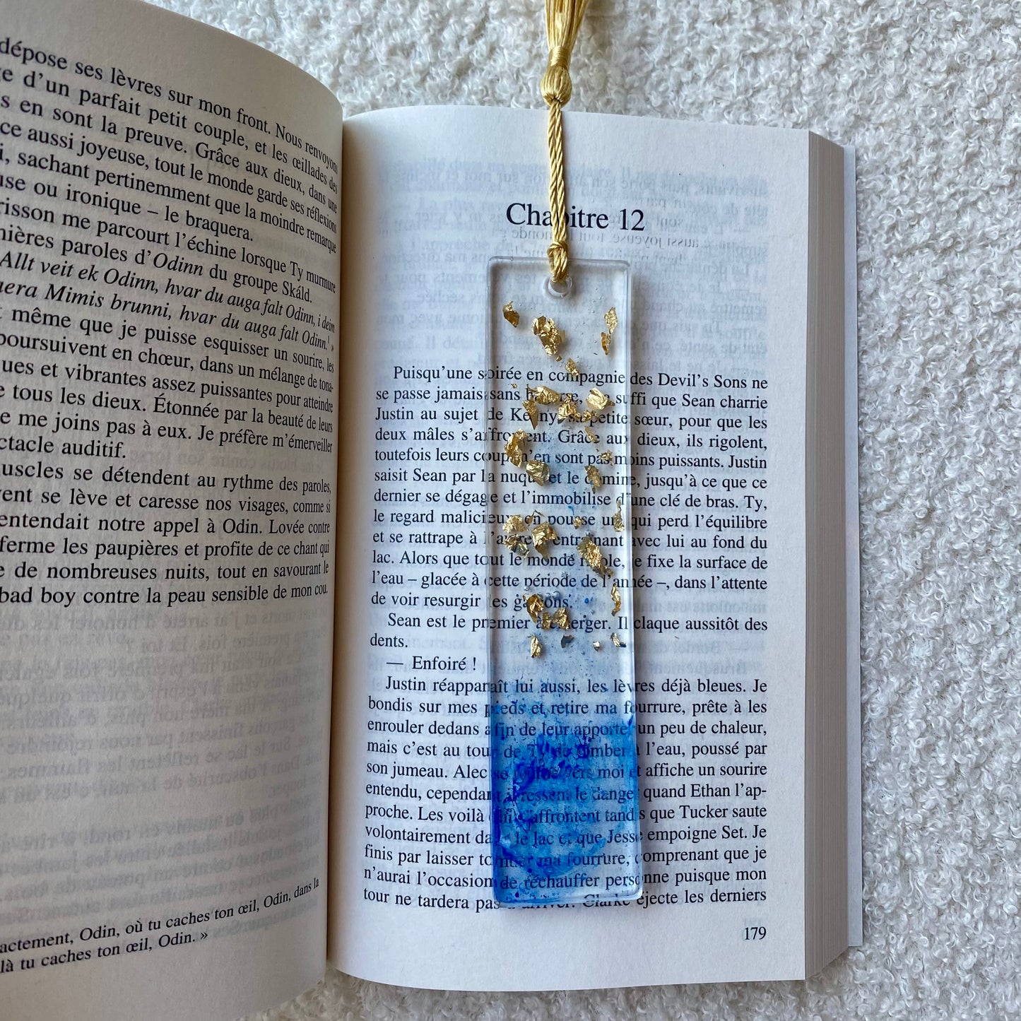 Marque page (rectangulaire - épais) - Marbre bleu et Or