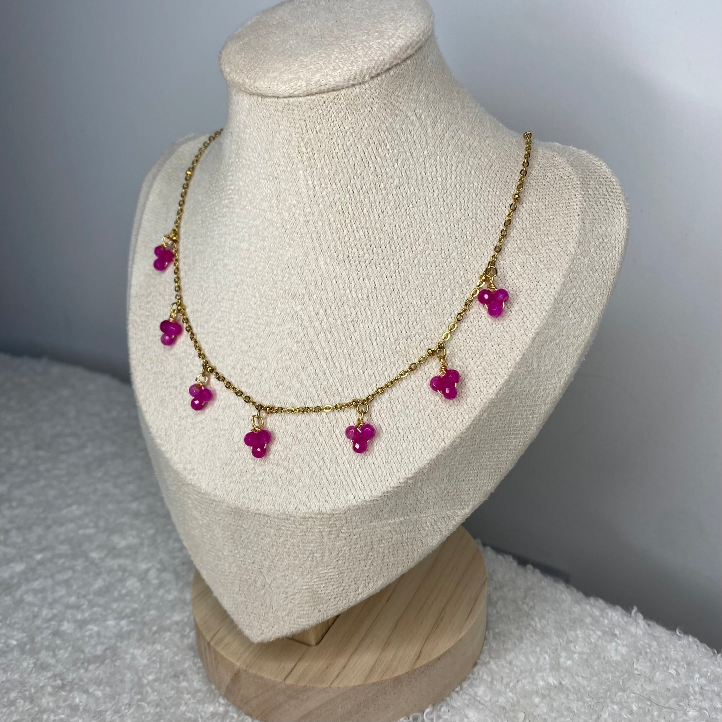 Collier perles fines - Fushia