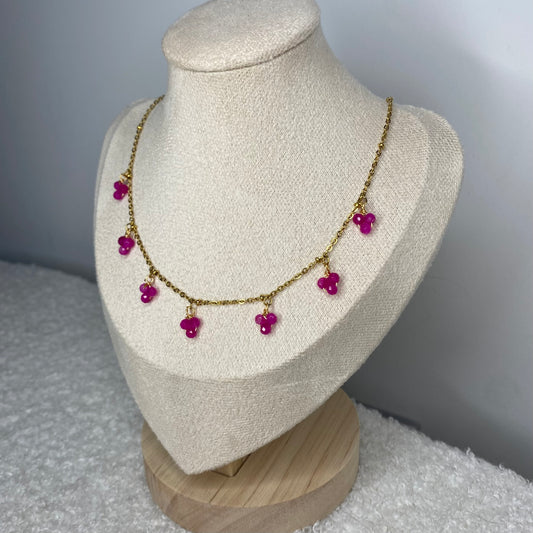 Collier perles fines - Fushia