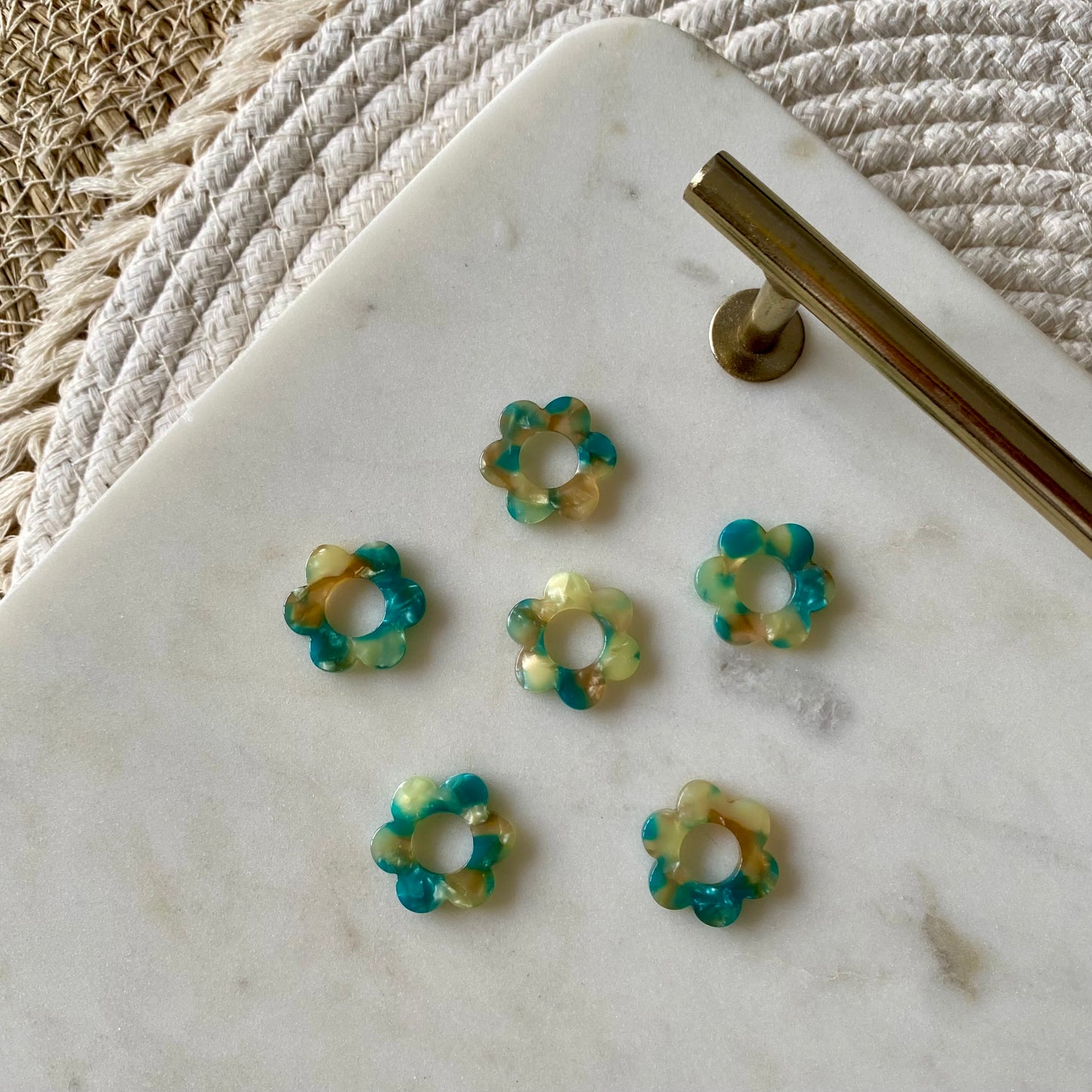 Pampilles Pivoine - Écaille de tortue vert